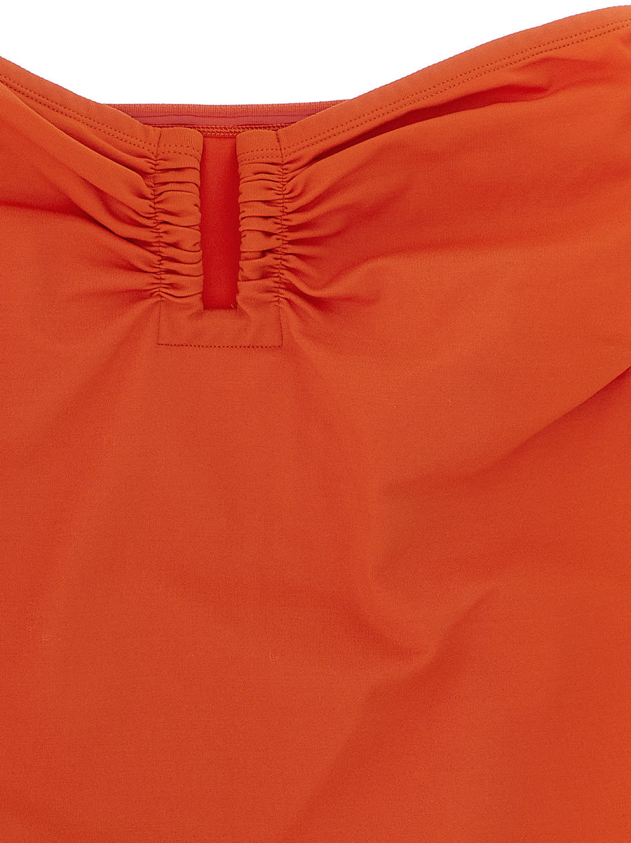 Eres Cassiopée Orange One Piece Swimsuit Off Shoulder Peau Douce Fabric