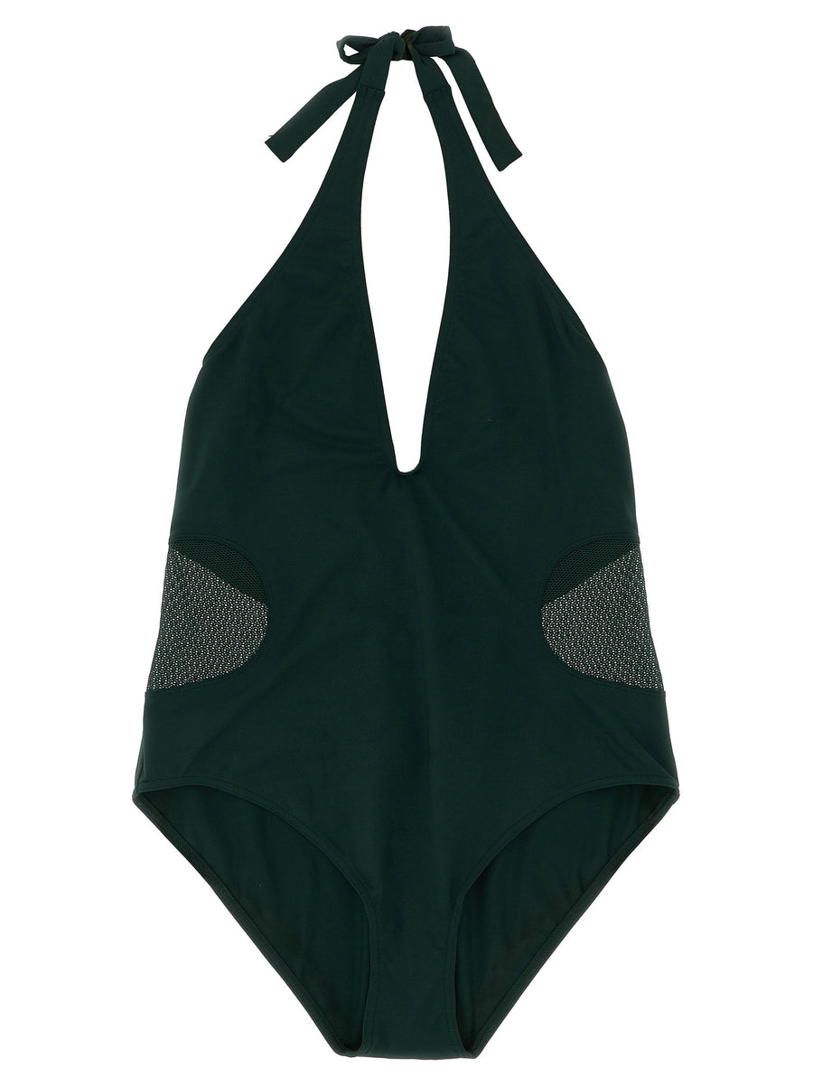 Eres Sophistique Green One Piece Swimsuit With Neck Bow