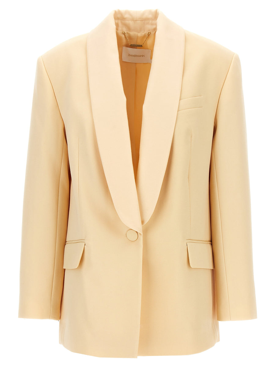 Zimmermann Shawl Collar Tuxedo Blazer for Women Luxury Wool Blend Classic Workwear Evening