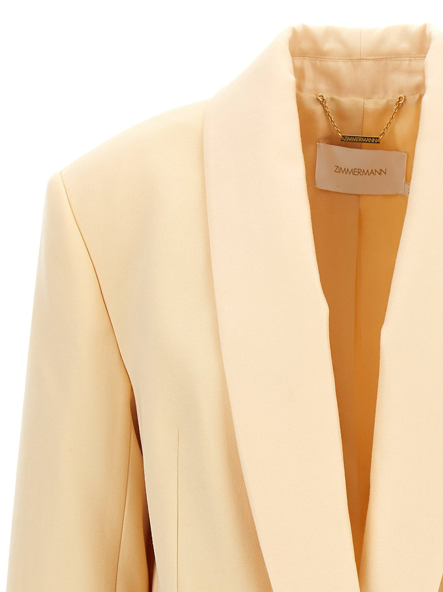 Zimmermann Shawl Collar Tuxedo Blazer for Women Luxury Wool Blend Classic Workwear Evening
