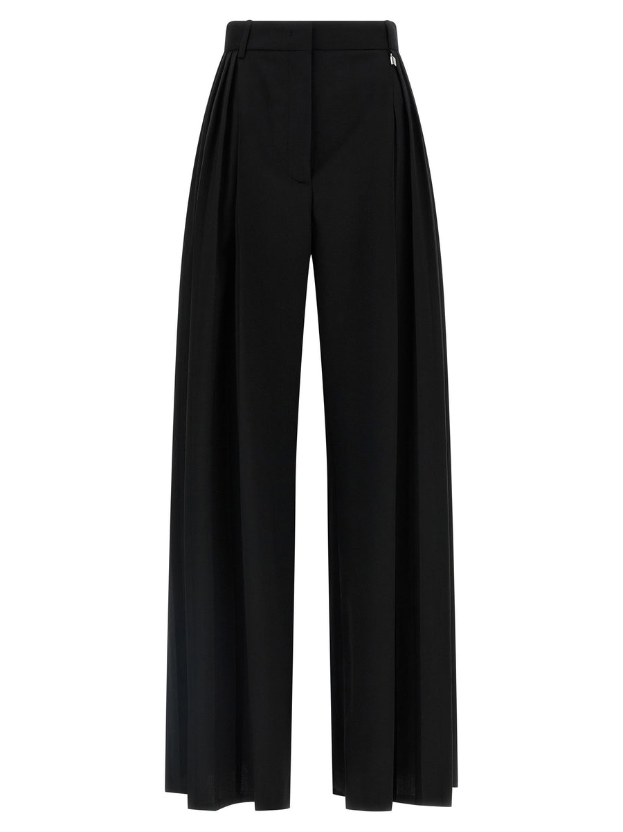 Giuseppe Di Morabito Luxury Tailored Pants for Women in Black Virgin Wool High Waist Wide Leg Trousers