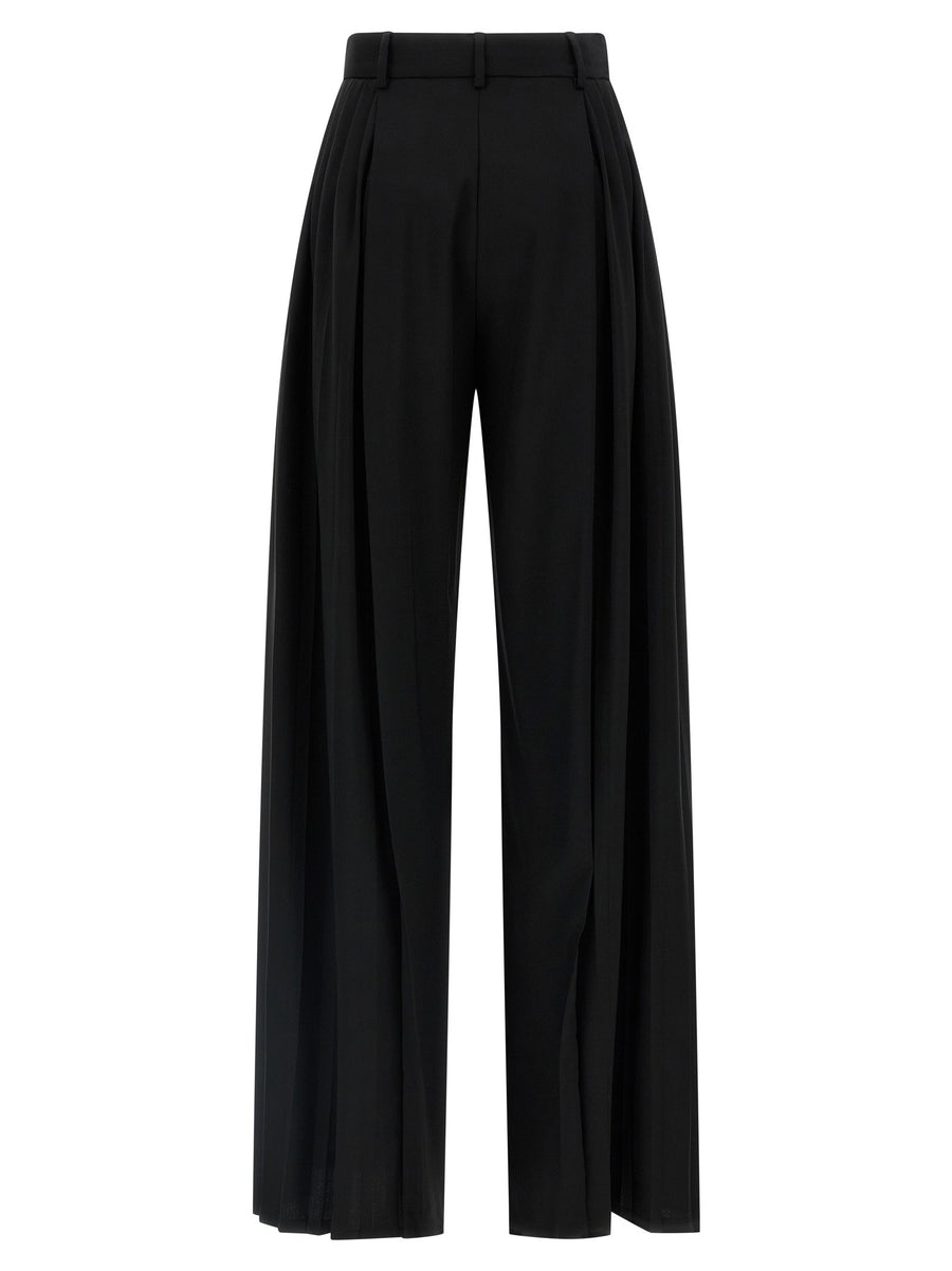 Giuseppe Di Morabito Luxury Tailored Pants for Women in Black Virgin Wool High Waist Wide Leg Trousers