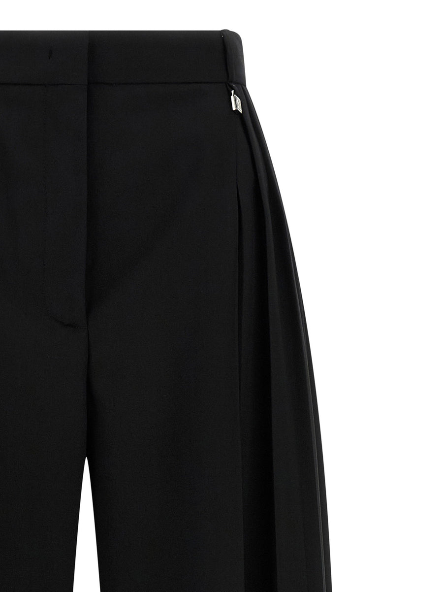 Giuseppe Di Morabito Luxury Tailored Pants for Women in Black Virgin Wool High Waist Wide Leg Trousers