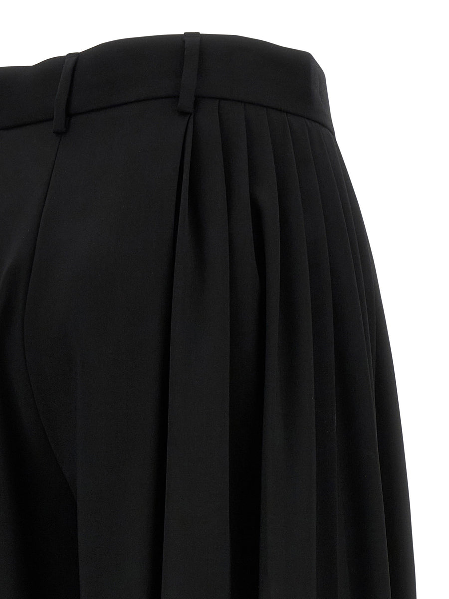 Giuseppe Di Morabito Luxury Tailored Pants for Women in Black Virgin Wool High Waist Wide Leg Trousers
