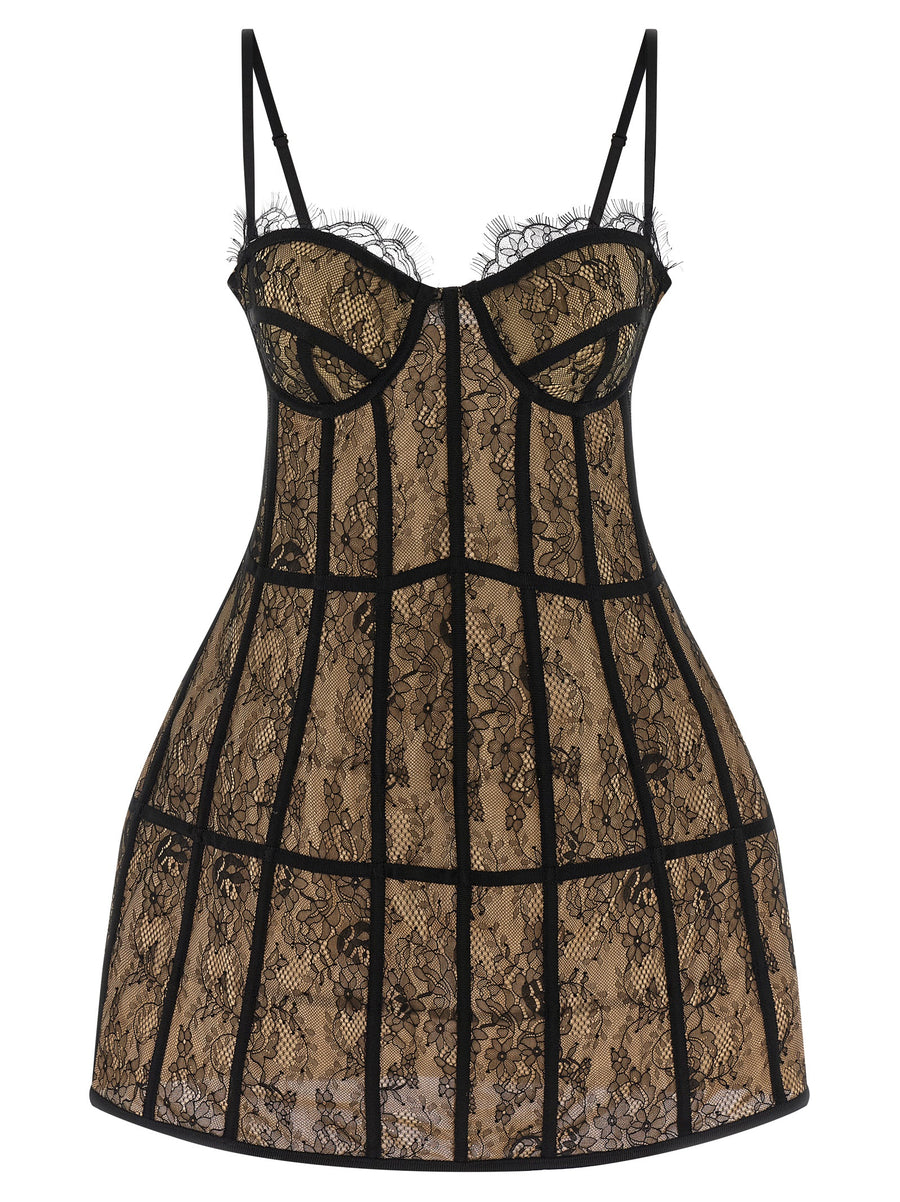 Giuseppe Di Morabito Lace Dress Off Shoulder Bustier With Inner Slats For Women Luxury
