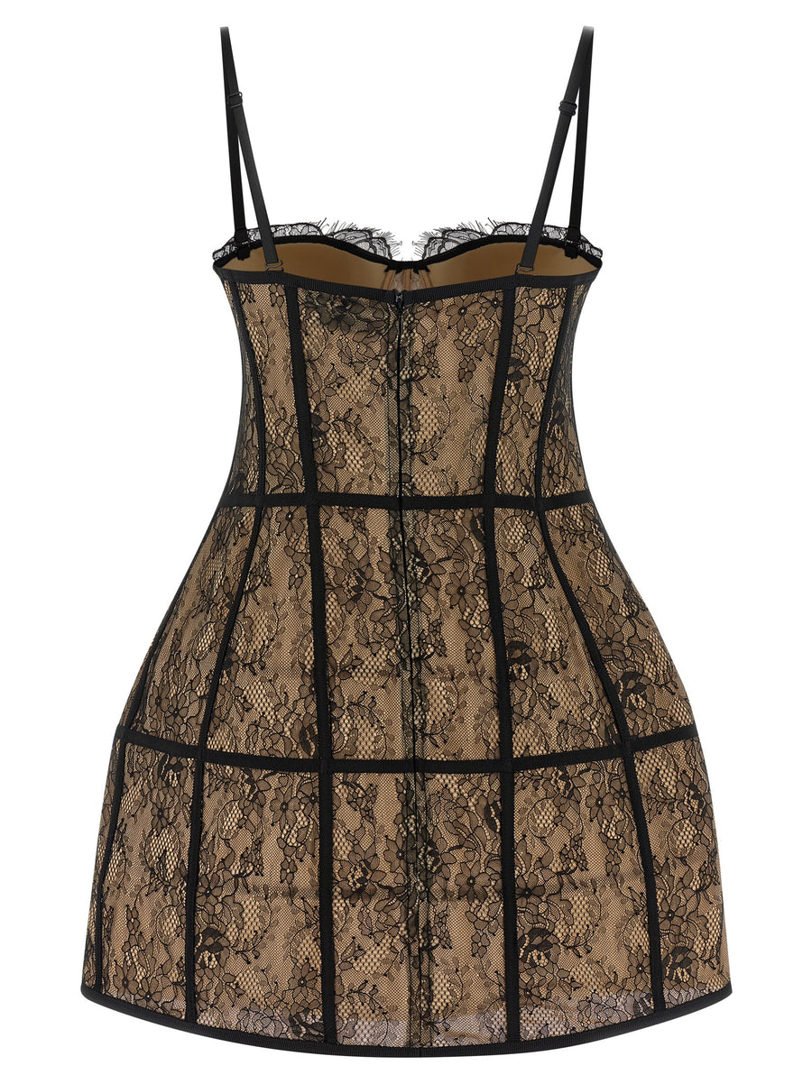 Giuseppe Di Morabito Lace Dress Off Shoulder Bustier With Inner Slats For Women Luxury