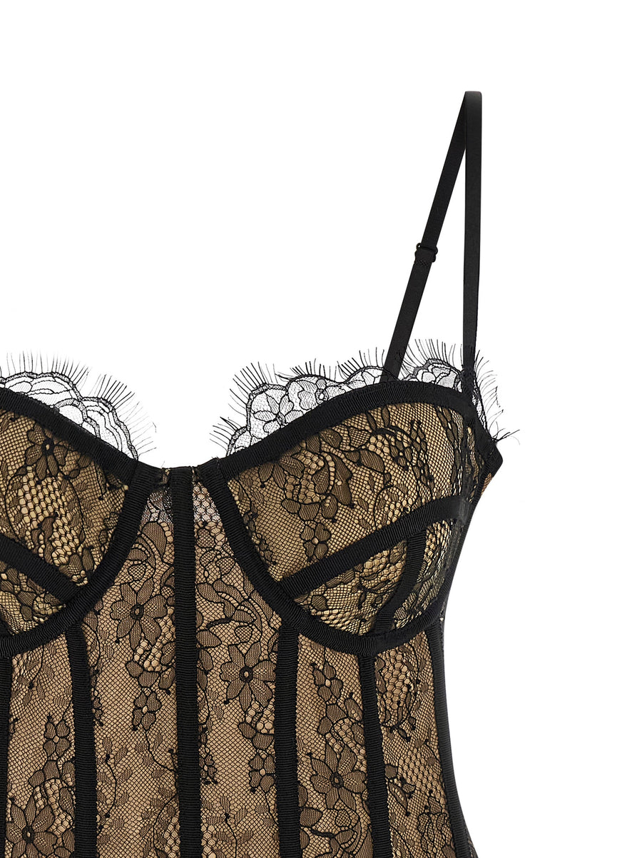 Giuseppe Di Morabito Lace Dress Off Shoulder Bustier With Inner Slats For Women Luxury