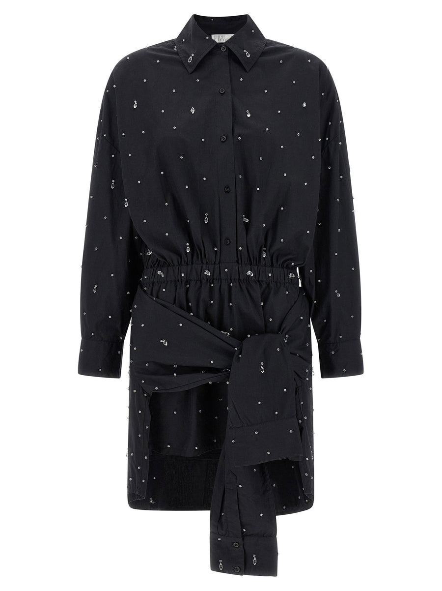 Giuseppe Di Morabito Double Chemisier Dress Crystal Applique Day to Night Luxury Cotton Poplin for Women