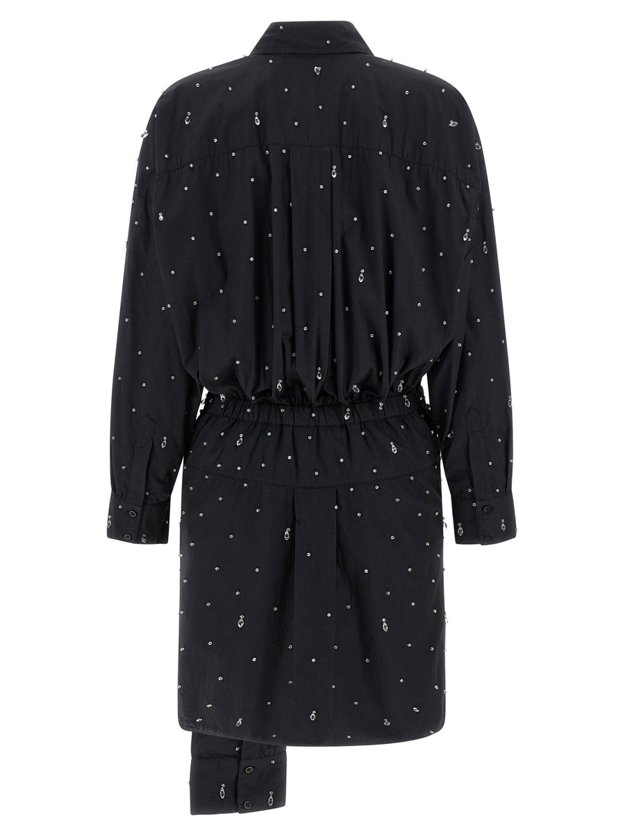 Giuseppe Di Morabito Double Chemisier Dress Crystal Applique Day to Night Luxury Cotton Poplin for Women