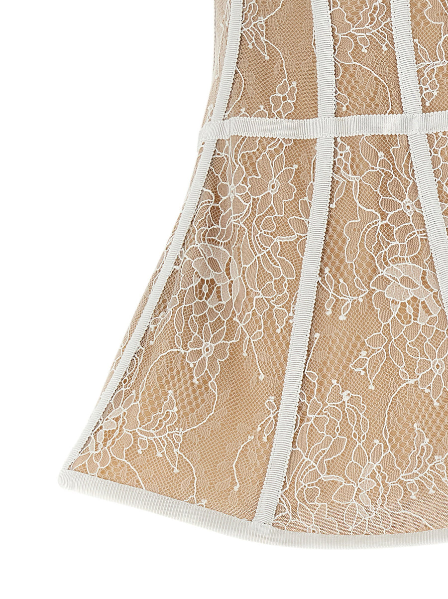 Giuseppe Di Morabito White Lace Bustier Top for Women - Day to Night, Adjustable Straps, Preformed Cups