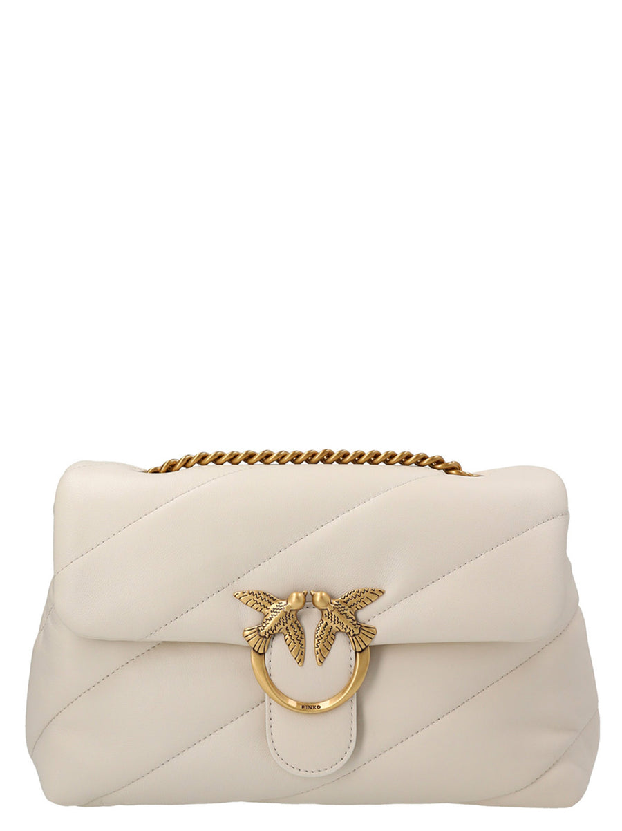 Pinko Love Puff Crossbody Bag White Nappa Leather Quilted Luxe For Women Elegant Everyday Accessory