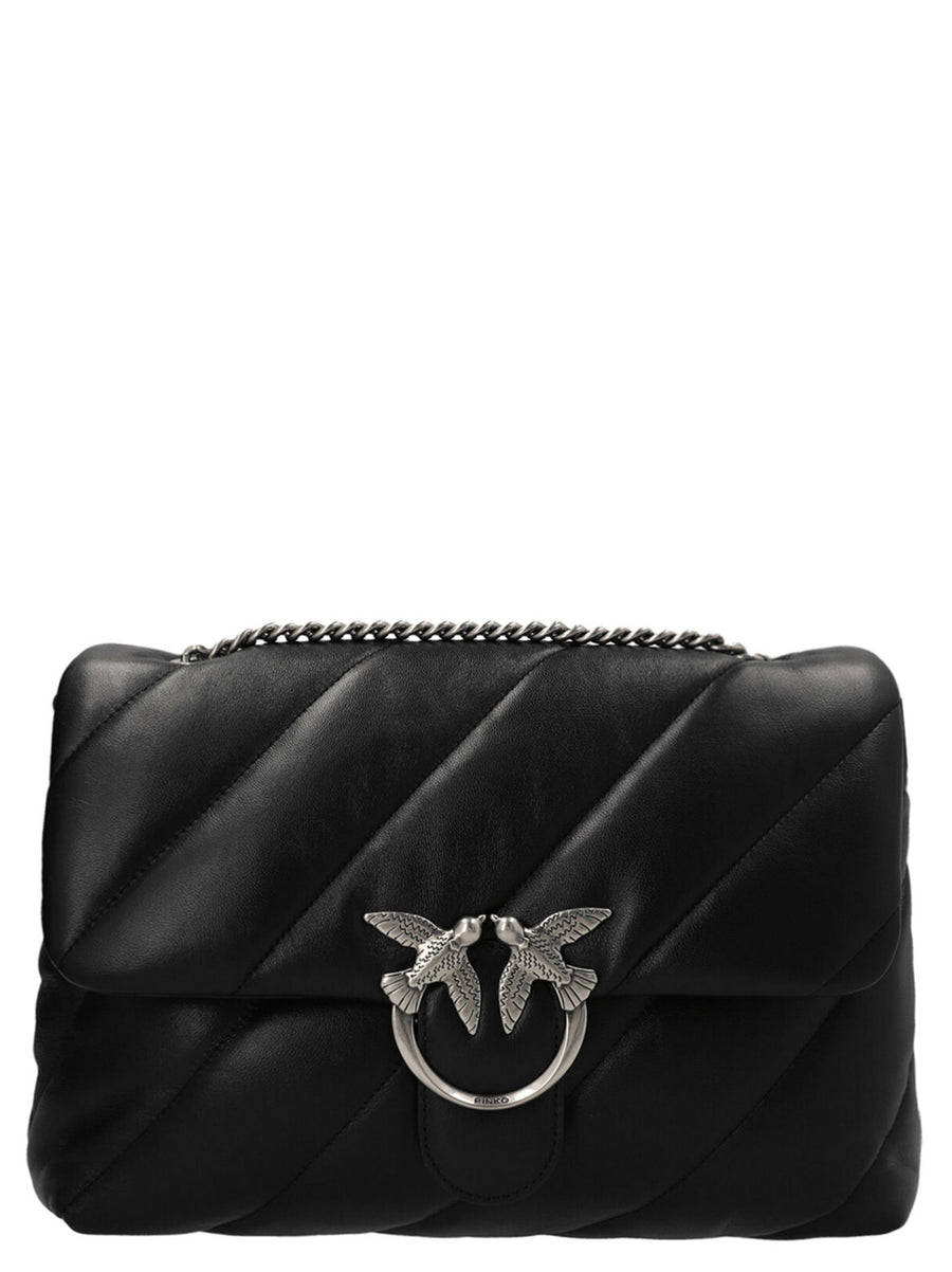 Pinko Love Puff Crossbody Bag For Women Compact Nappa Leather With Diagonal Quilting And Love Birds Buckle