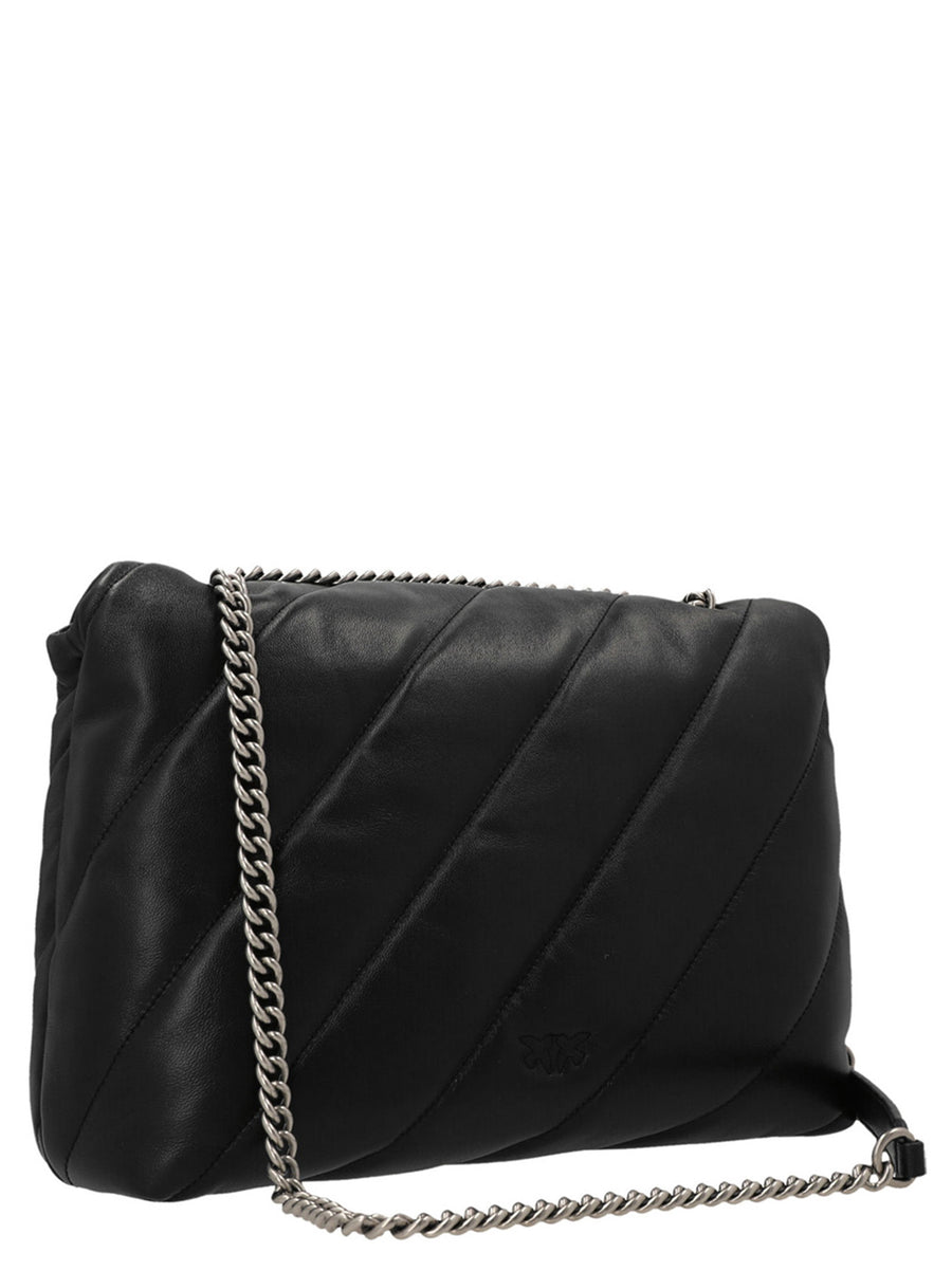 Pinko Love Puff Crossbody Bag For Women Compact Nappa Leather With Diagonal Quilting And Love Birds Buckle