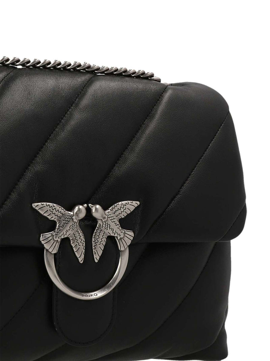 Pinko Love Puff Crossbody Bag For Women Compact Nappa Leather With Diagonal Quilting And Love Birds Buckle