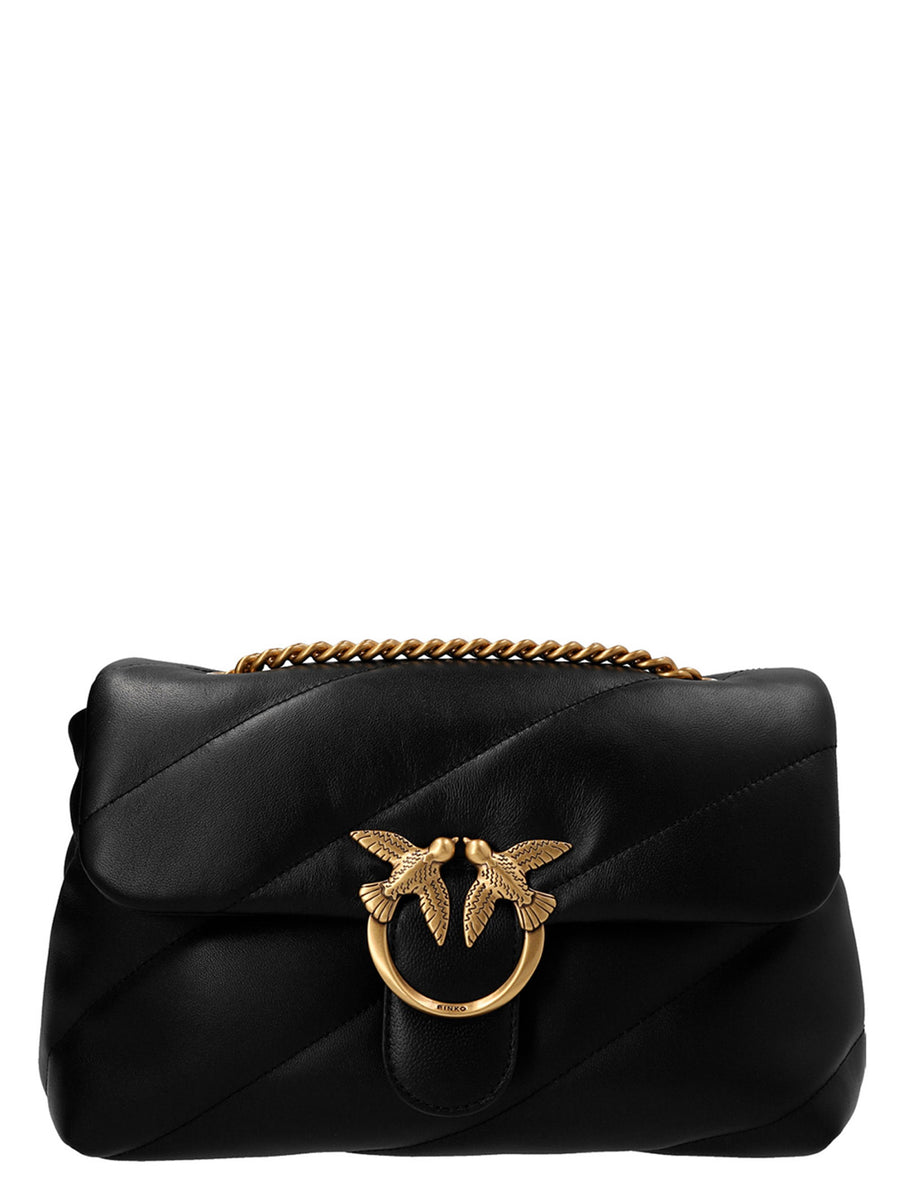 Pinko Love Puff Crossbody Bag For Women Luxury Black Lamb Leather One Size With Diagonal Quilting