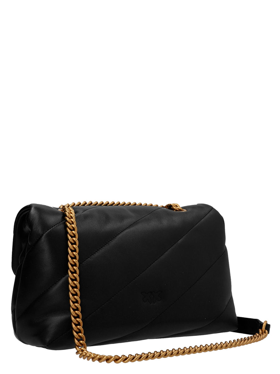 Pinko Love Puff Crossbody Bag For Women Luxury Black Lamb Leather One Size With Diagonal Quilting