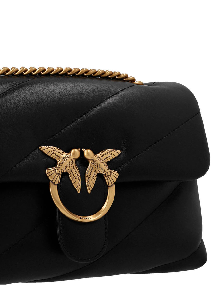 Pinko Love Puff Crossbody Bag For Women Luxury Black Lamb Leather One Size With Diagonal Quilting