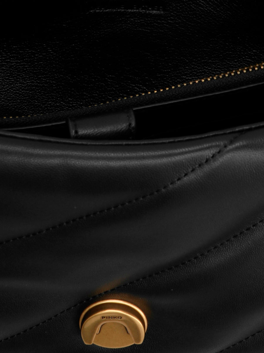 Pinko Love Puff Crossbody Bag For Women Luxury Black Lamb Leather One Size With Diagonal Quilting