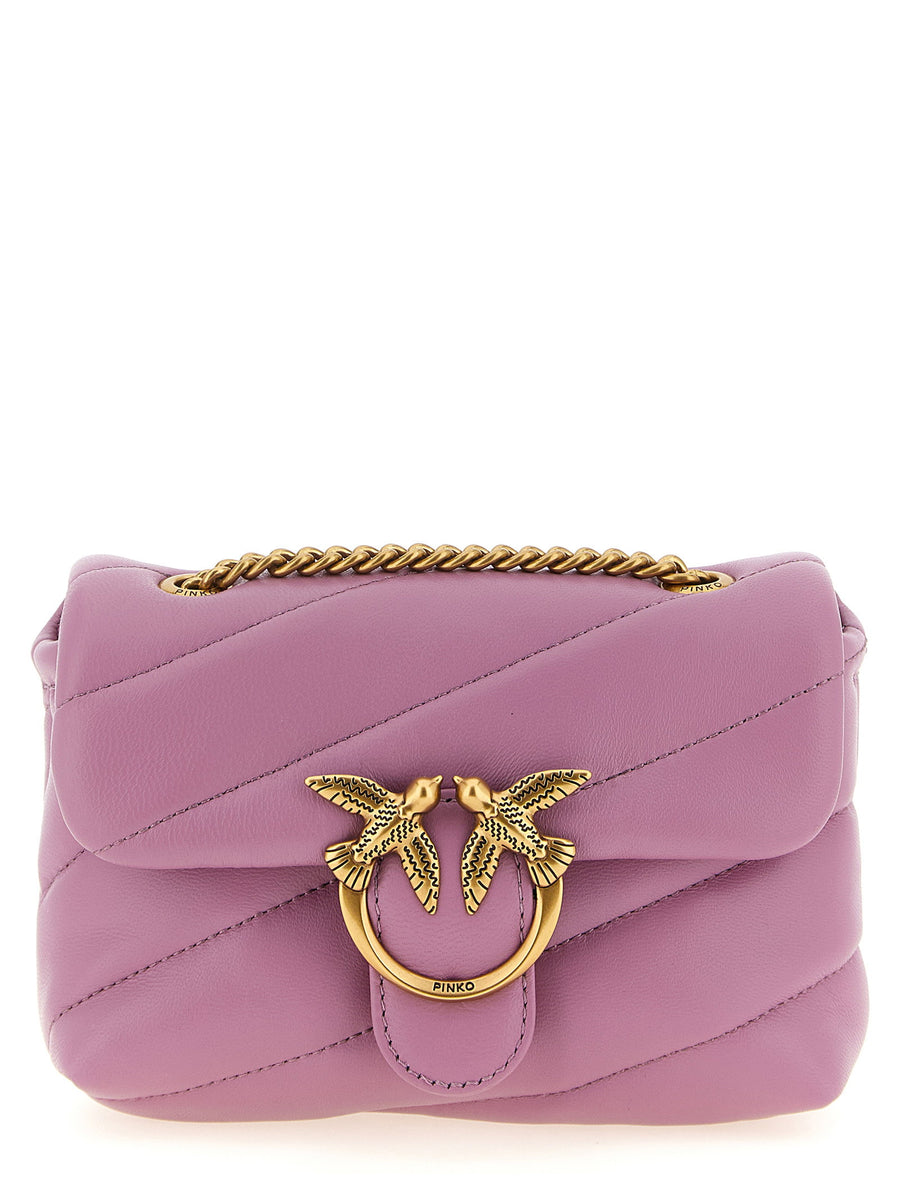 Pinko Baby Love Puff Crossbody Bag For Women Pink Nappa Leather Compact With Large Diagonal Quilting Chic