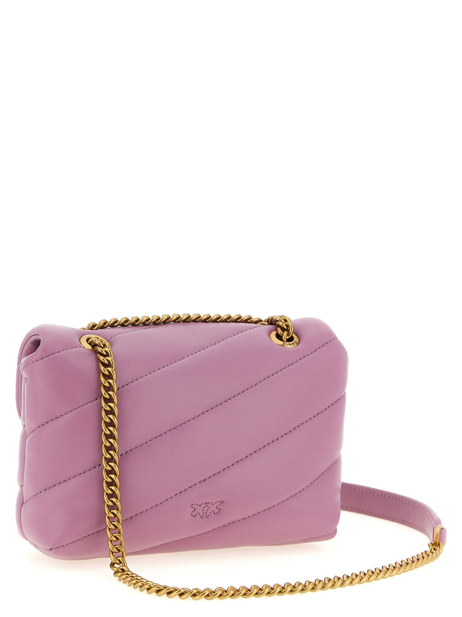 Pinko Baby Love Puff Crossbody Bag For Women Pink Nappa Leather Compact With Large Diagonal Quilting Chic