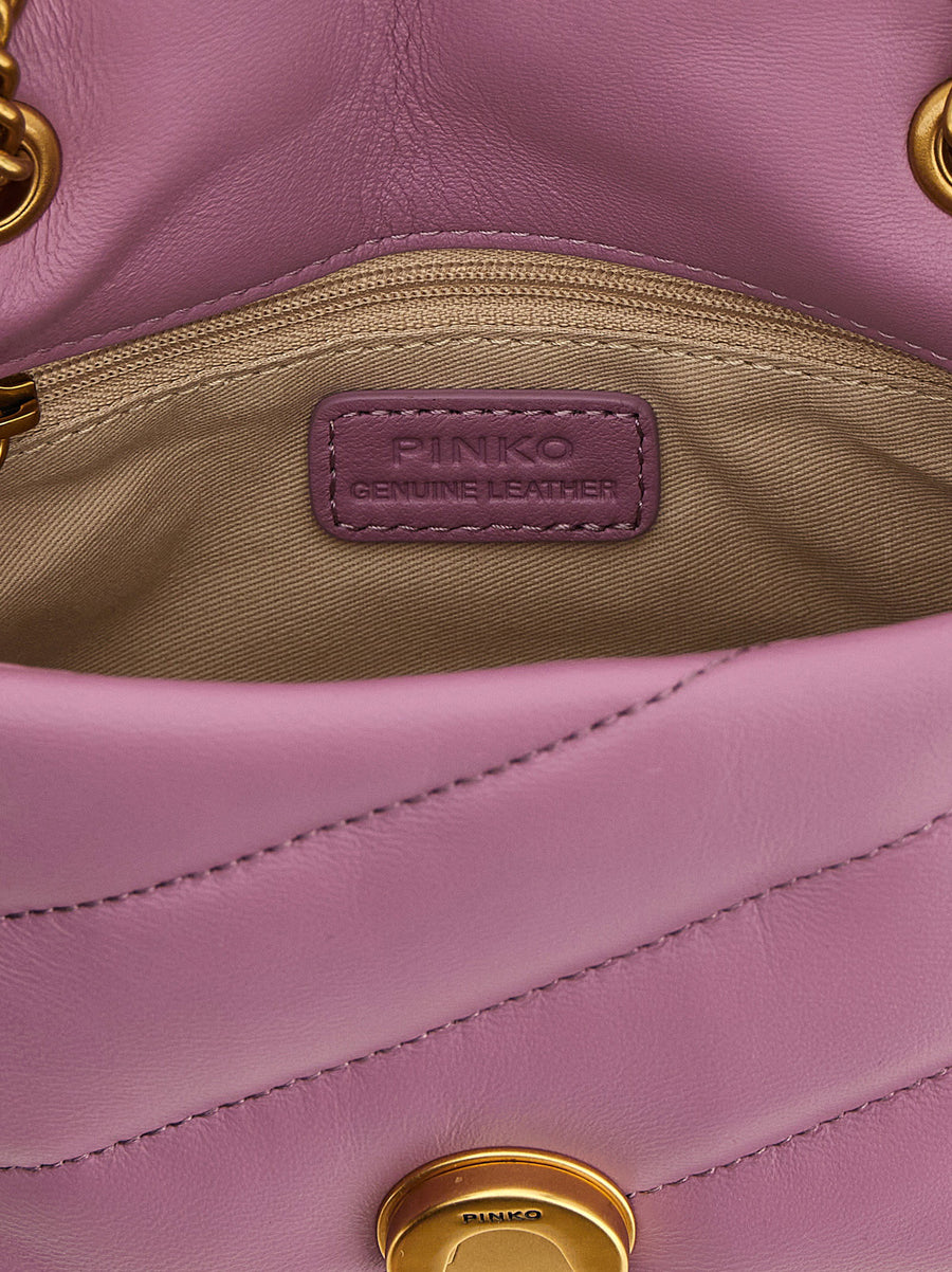 Pinko Baby Love Puff Crossbody Bag For Women Pink Nappa Leather Compact With Large Diagonal Quilting Chic