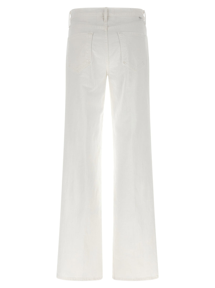 Mother Kick It Jeans White Flared Denim With Stretch For Women Classic Five Pocket