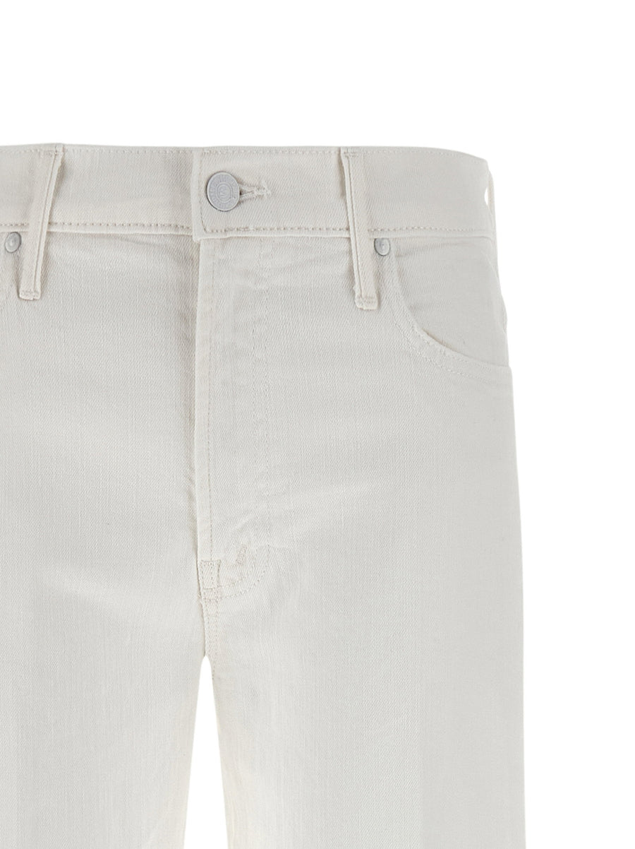 Mother Kick It Jeans White Flared Denim With Stretch For Women Classic Five Pocket