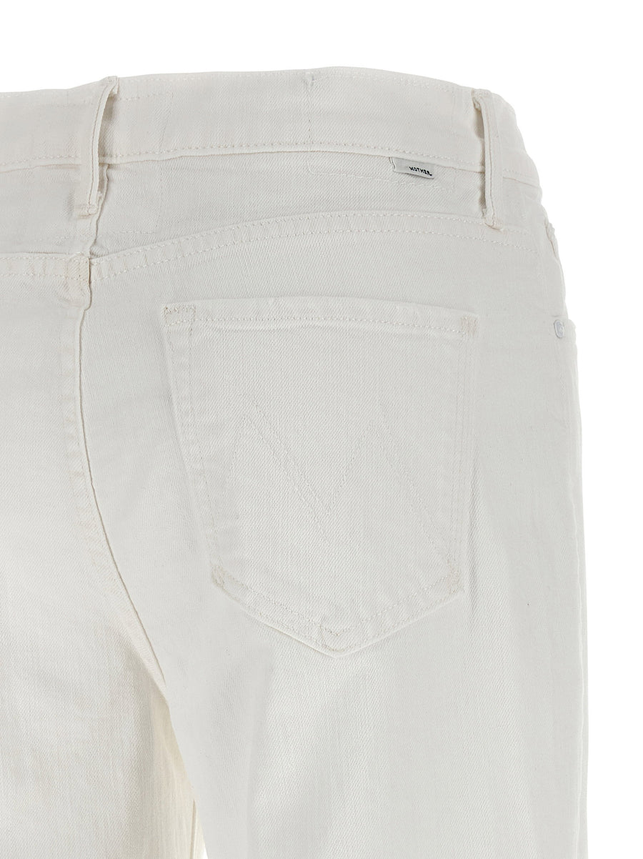 Mother Kick It Jeans White Flared Denim With Stretch For Women Classic Five Pocket