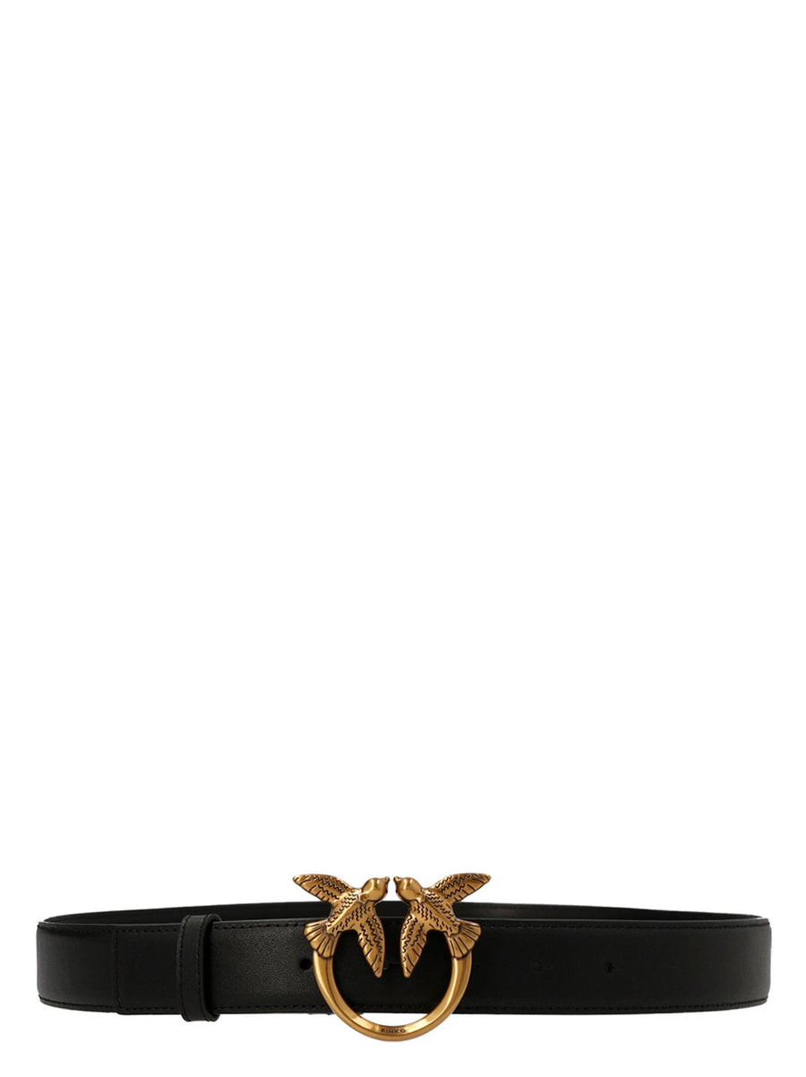 Pinko Love Berry Belt Luxury Silk-Touch Lamb Leather With Diamond-Cut Metal Buckle For Women