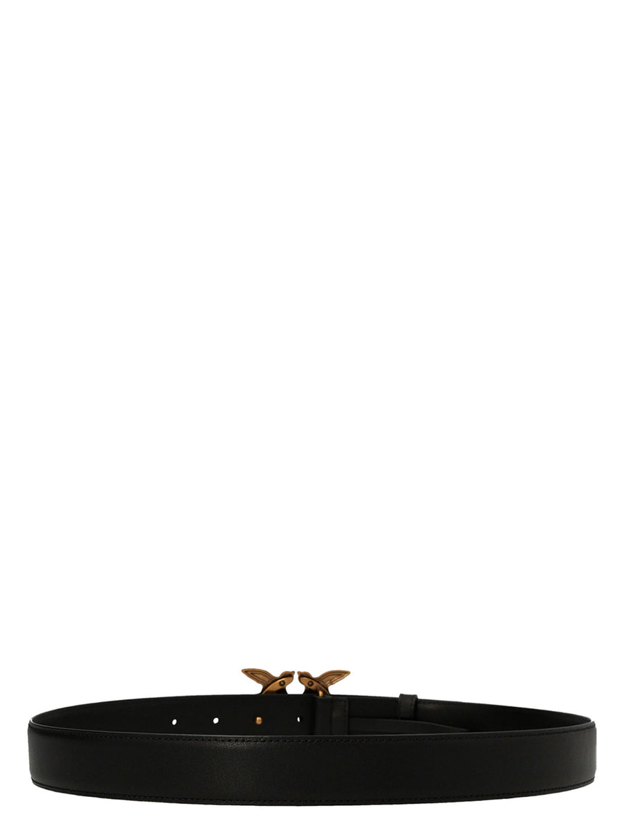 Pinko Love Berry Belt Luxury Silk-Touch Lamb Leather With Diamond-Cut Metal Buckle For Women