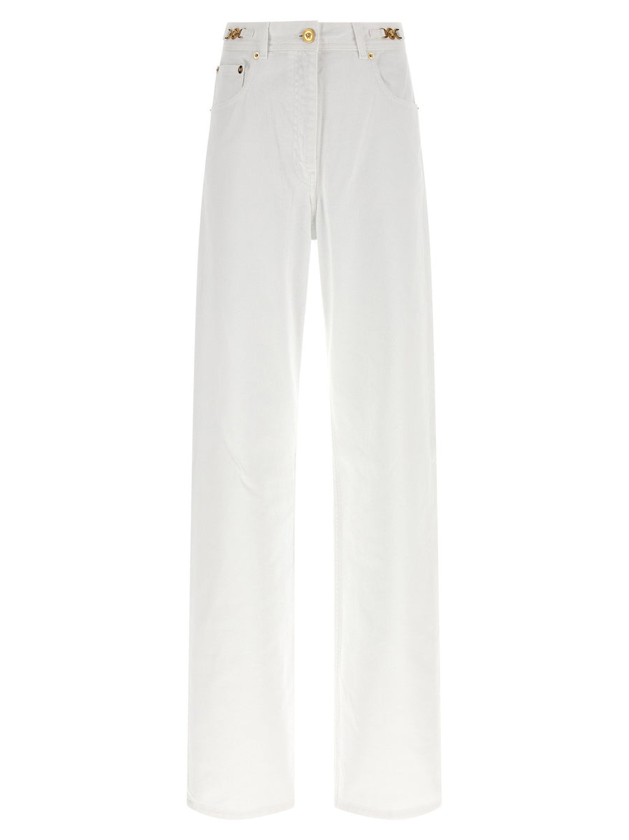 Versace Medusa 95 Jeans for Women Premium White Cotton Denim Luxury Straight Fit