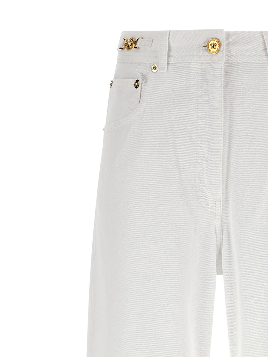 Versace Medusa 95 Jeans for Women Premium White Cotton Denim Luxury Straight Fit