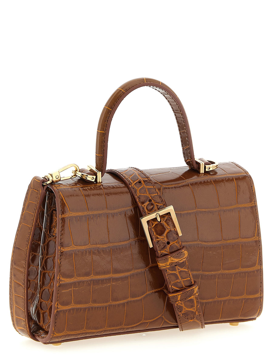 Versace Medusa 95 Small Handbag Embossed Crocodile Leather Magnetic Flap Calfskin For Women