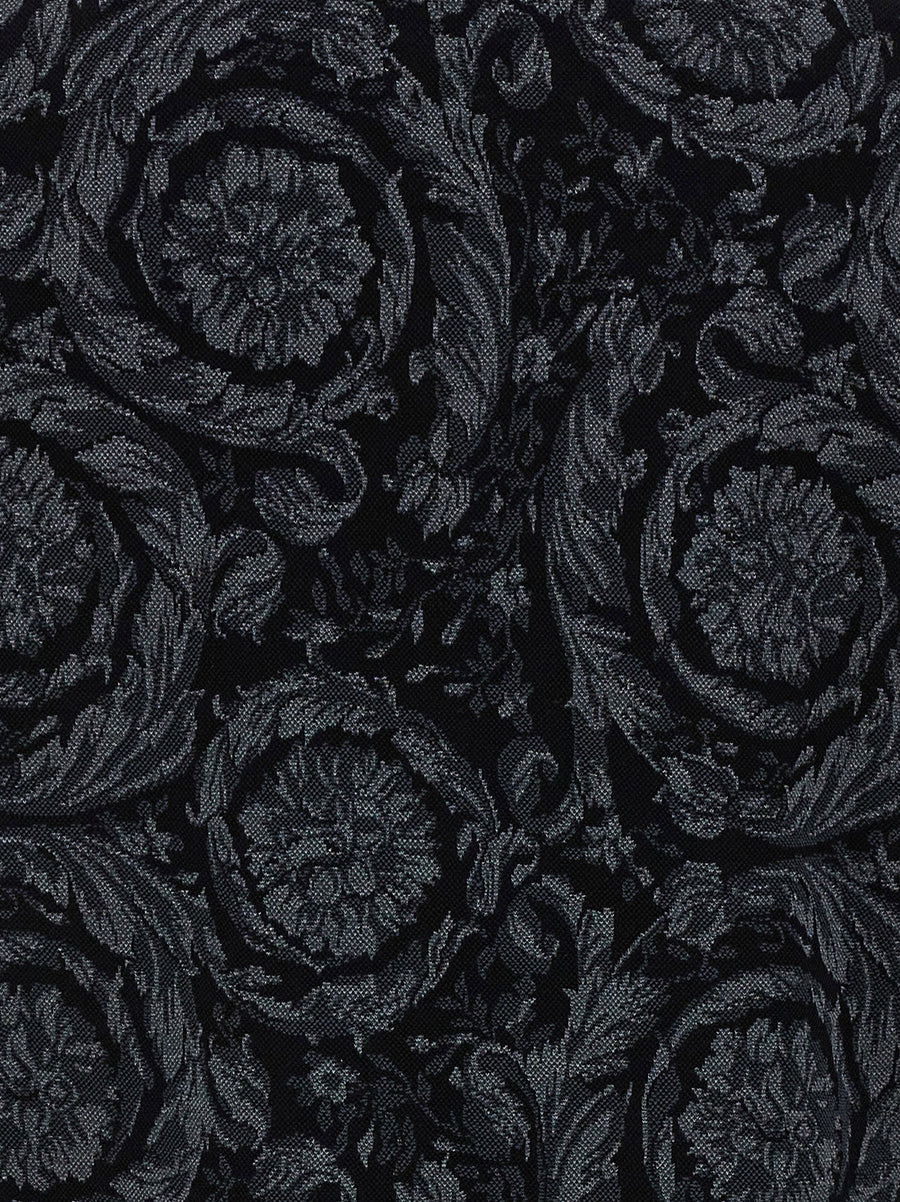 Versace Baroque Jacquard Cotton Pique Polo Shirt Gray for Men