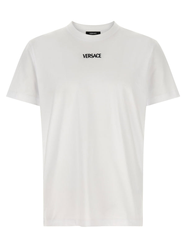 Versace Logo T Shirt For Men Premium 100 Percent Cotton White With Embroidered Front Logo