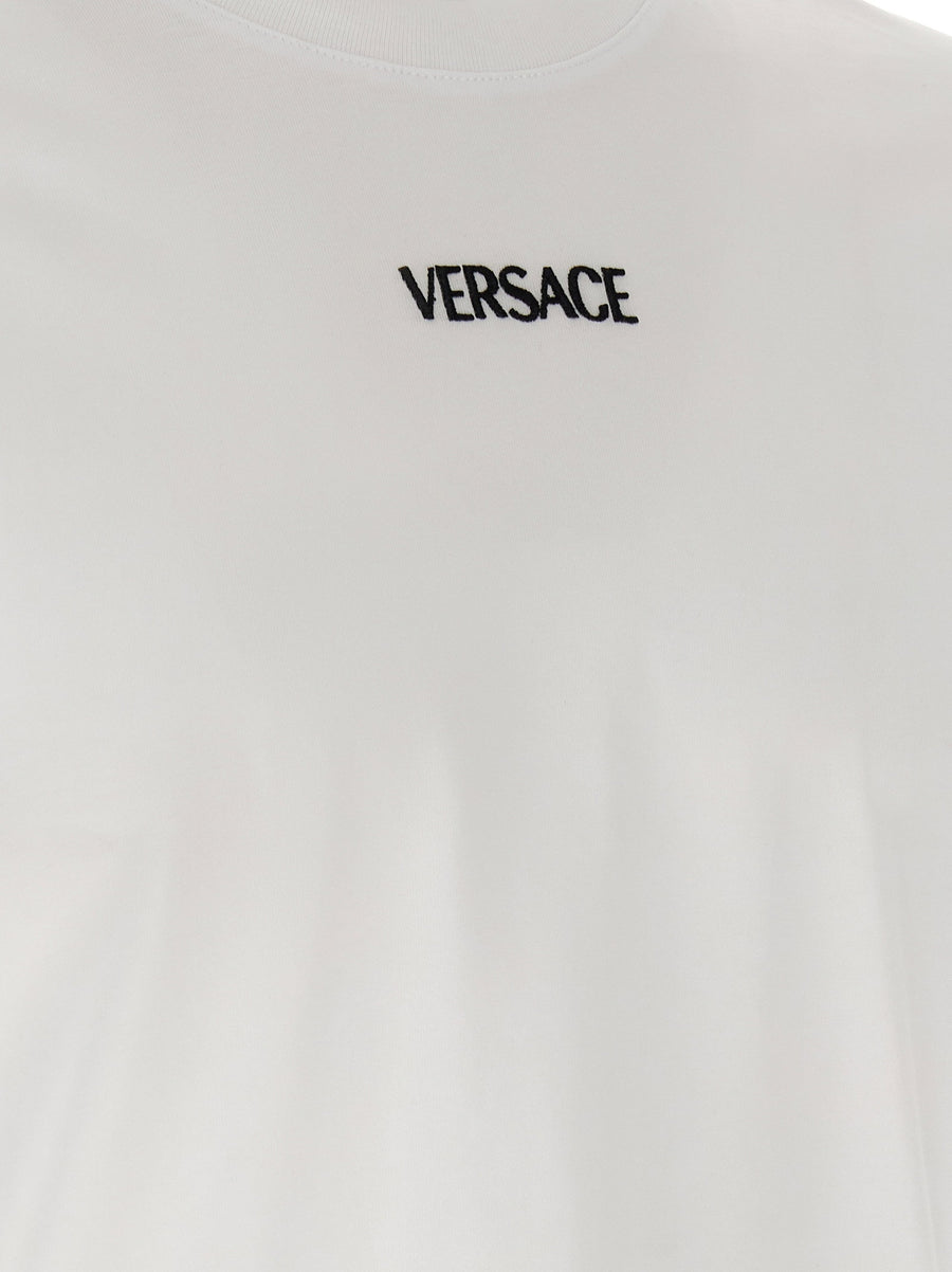 Versace Logo T Shirt For Men Premium 100 Percent Cotton White With Embroidered Front Logo
