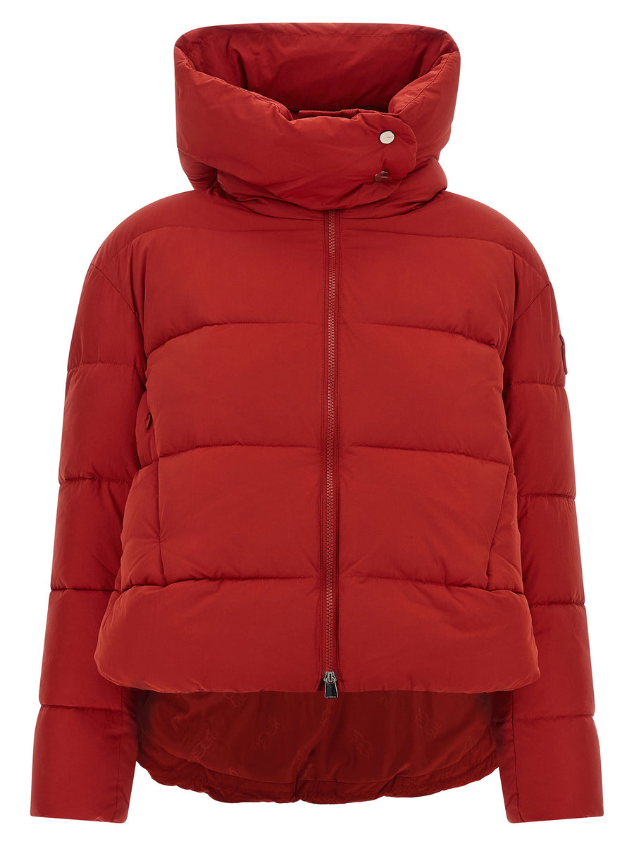 Pinko Red Matt Finish Down Jacket With Relaxed Fit