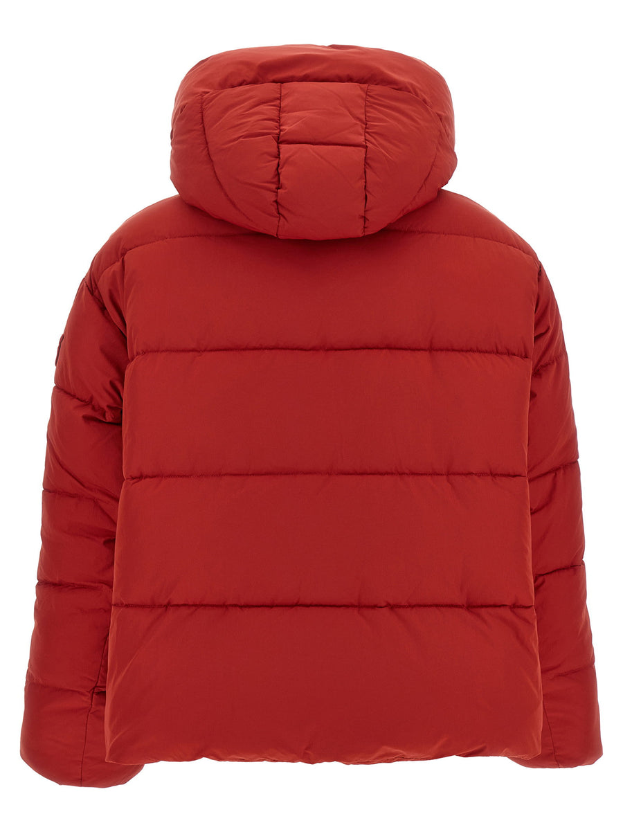 Pinko Red Matt Finish Down Jacket With Relaxed Fit