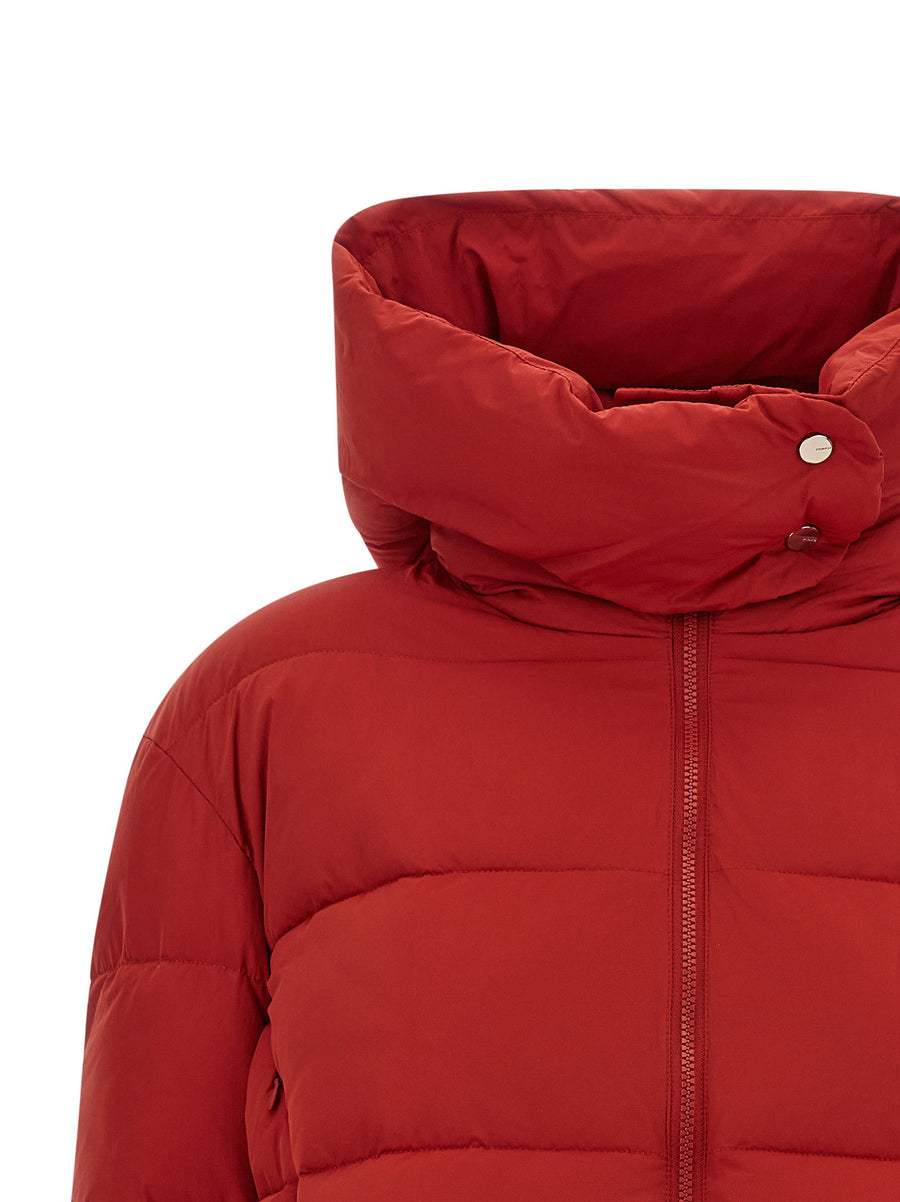 Pinko Red Matt Finish Down Jacket With Relaxed Fit