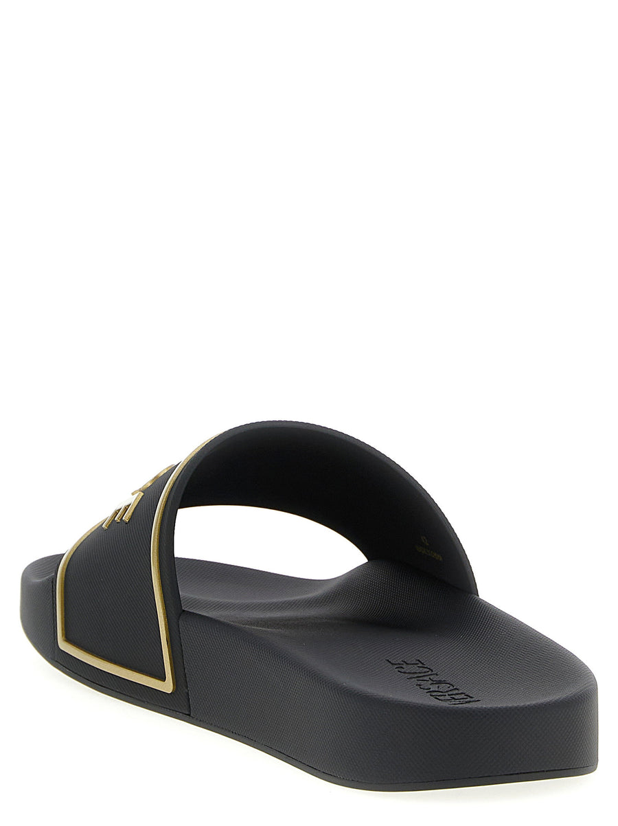 Versace Logo Slide For Men Premium Black TPU Sandal With Iconic Front Logo For Everyday Luxury