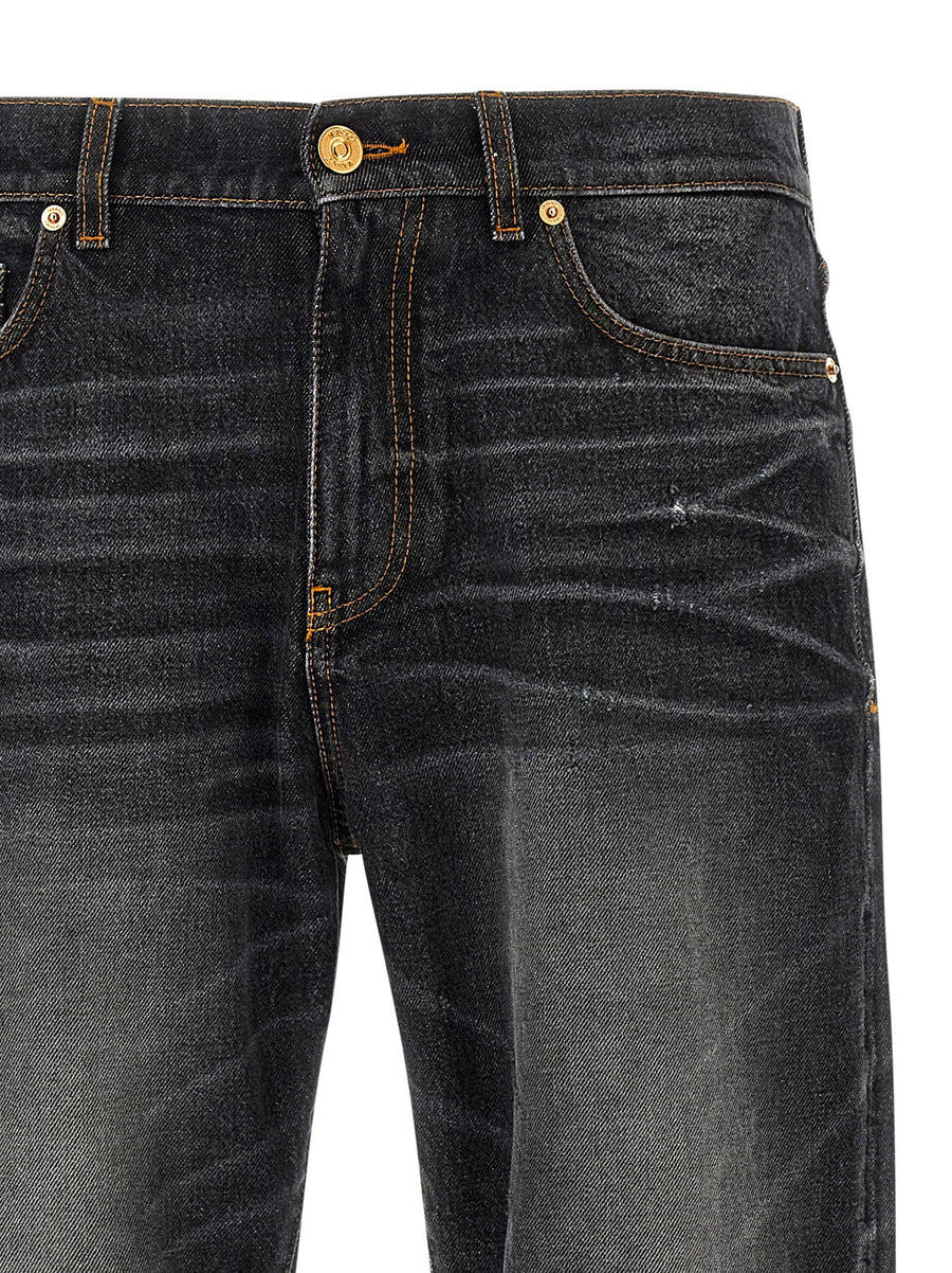Versace Medusa Biggie Jeans For Men Luxury Black Stonewashed Denim With Signature Branding