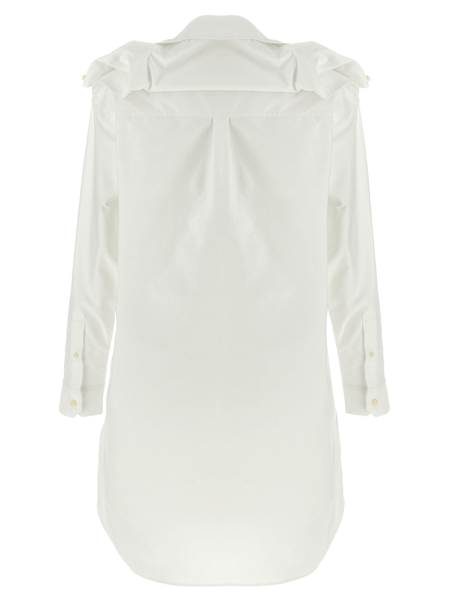 Y Project Chemisier Dress White Cotton Oxford Shirt Dress With Asymmetric Curl Collar And Removable Chain For Women