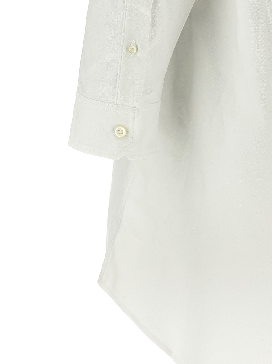 Y Project Chemisier Dress White Cotton Oxford Shirt Dress With Asymmetric Curl Collar And Removable Chain For Women