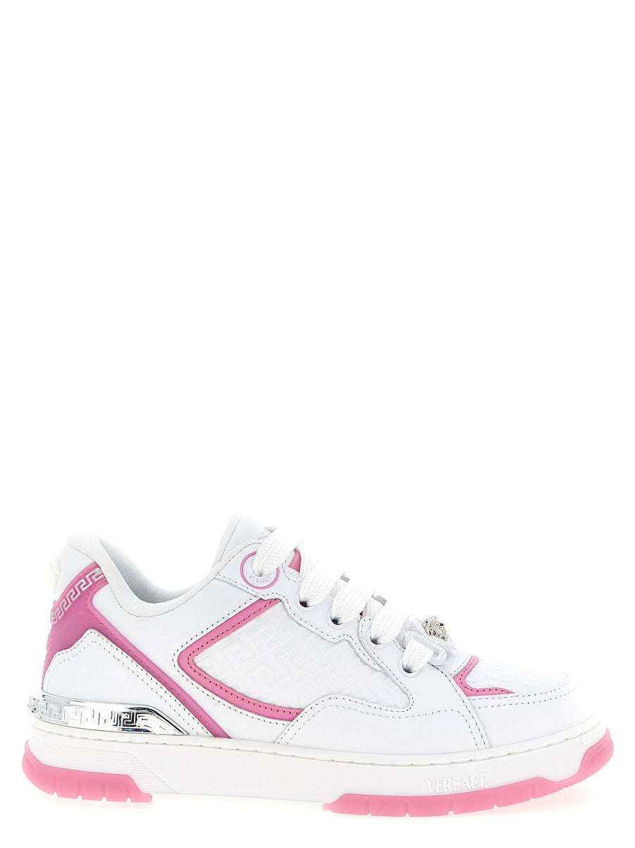 Versace Biggie Basket Sneakers Pink Calfskin Leather Medusa Biggie Detail