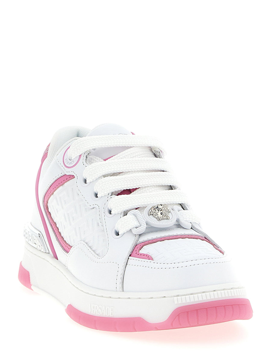 Versace Biggie Basket Sneakers Pink Calfskin Leather Medusa Biggie Detail