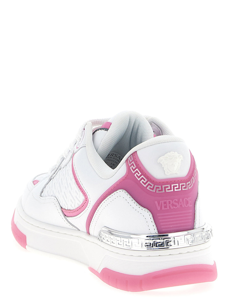 Versace Biggie Basket Sneakers Pink Calfskin Leather Medusa Biggie Detail