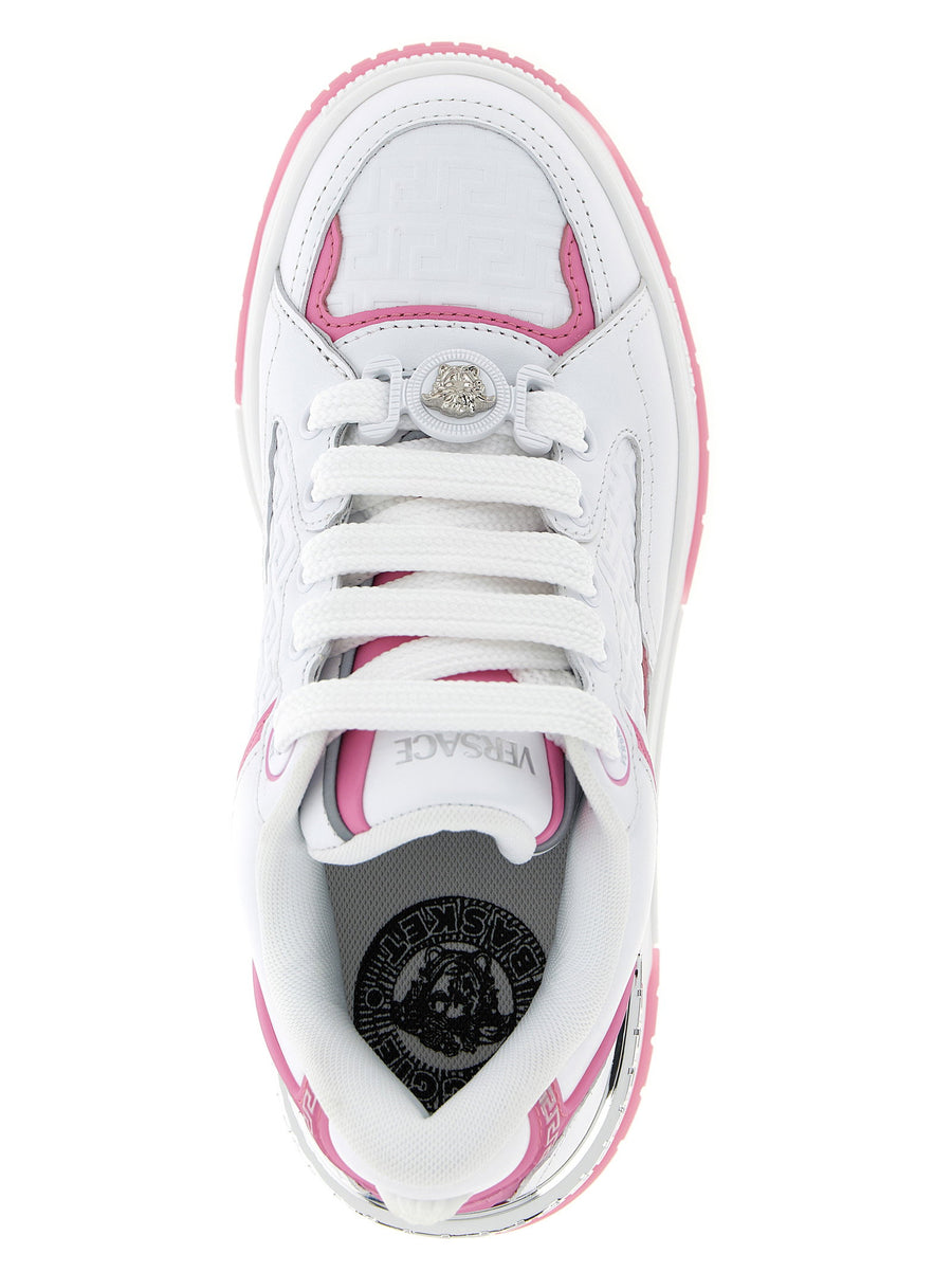 Versace Biggie Basket Sneakers Pink Calfskin Leather Medusa Biggie Detail