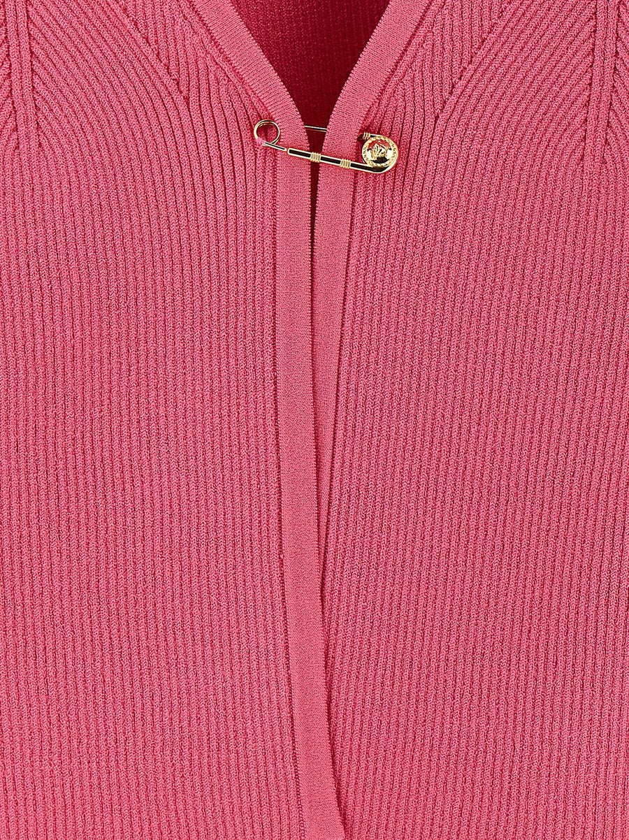Versace Safety Pin Cardigan For Women Luxury Crop Knit With Removable Metal Pin Detail
