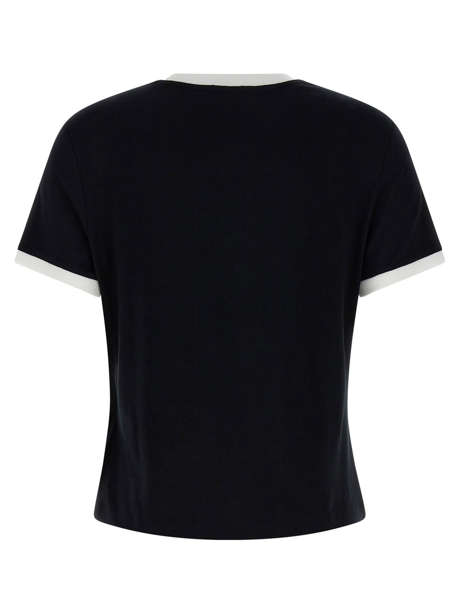 Versace Logo T Shirt Viscose Stretch Jersey Crew Neck Short Sleeves White Black
