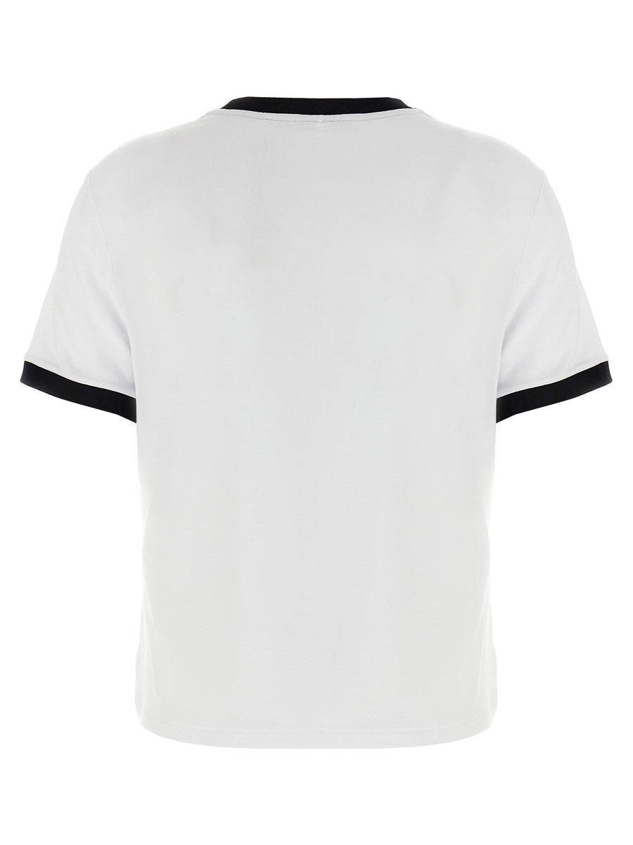 Versace Logo T Shirt Women White Black Viscose Stretch Jersey Round Neck Short Sleeve Luxury Top